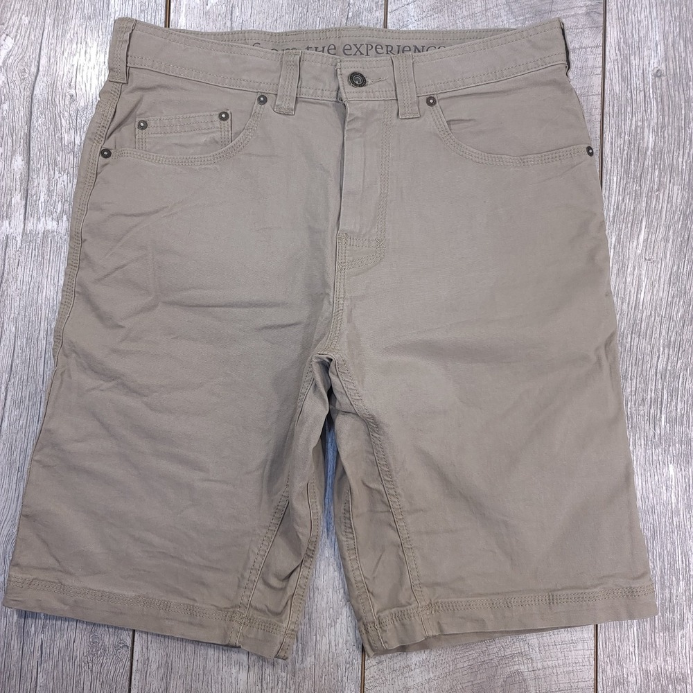 Prana Mens Bronson 11" Shorts Size 32 Brown Outdoor Hiking Canvas Stretch